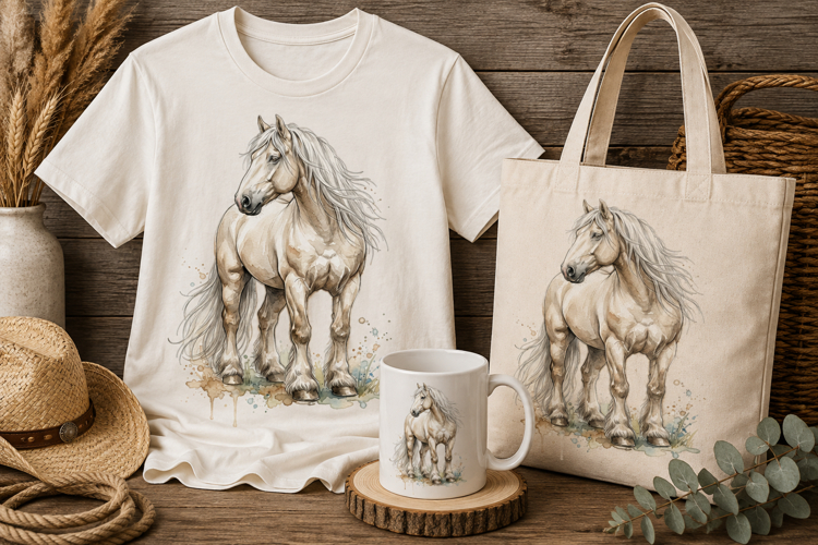 White Horse Watercolor PNG | Horse Sublimation Design