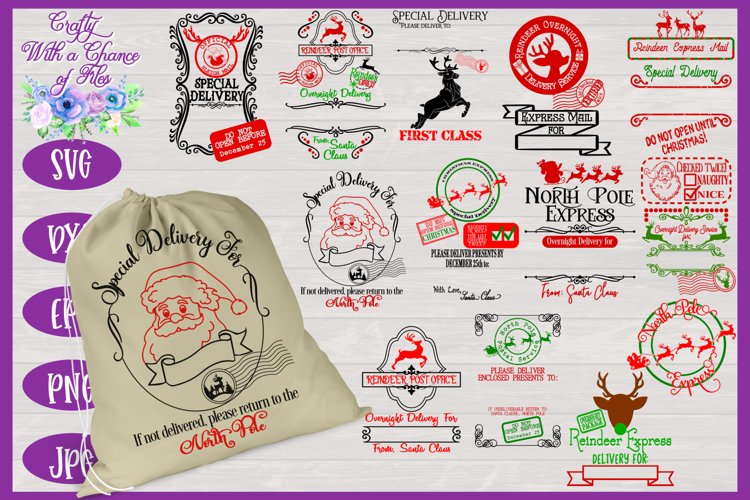 Christmas SVG | Santa Sack SVGs | Christmas Gift Bag SVGs example image 1