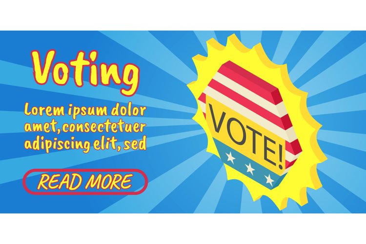 Voting concept banner, comics isometric style