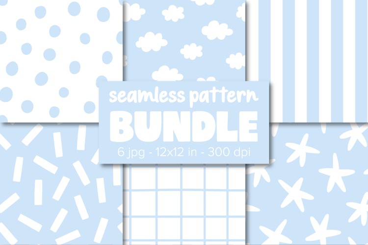 Baby Blue Pattern Bundle, Stripes, Dots, Stars