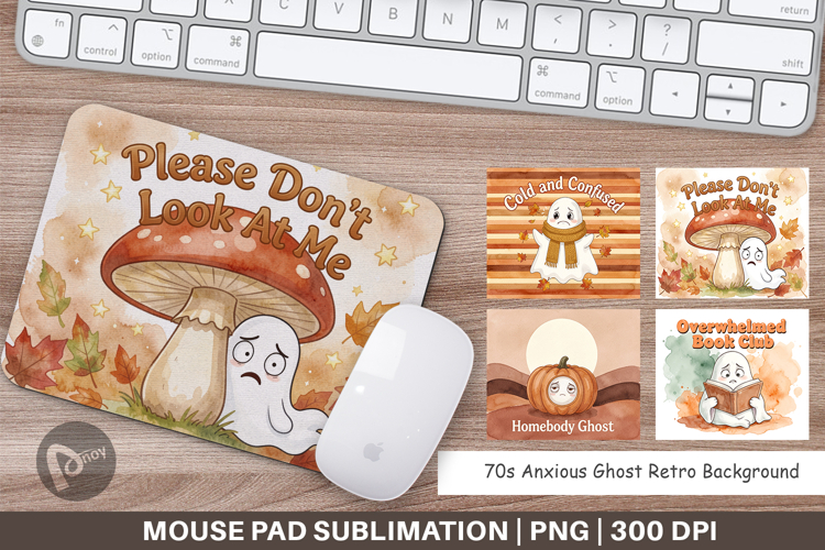 70s Anxious Ghost Mouse Pad