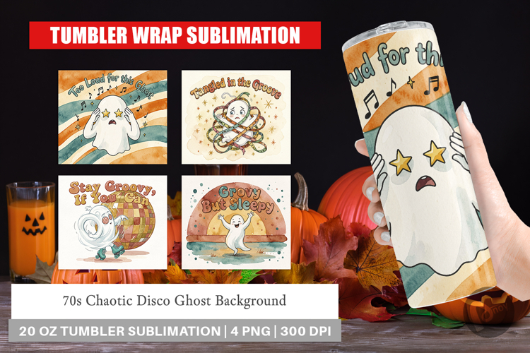 70s Chaotic Disco Ghost Tumbler