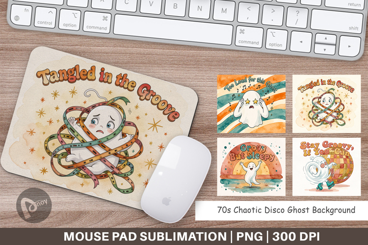 70s Chaotic Disco Ghost Mouse Pad