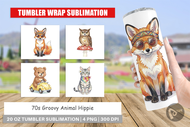 70s Groovy Animal Hippie Tumbler