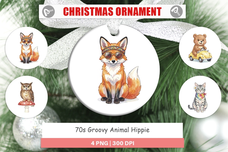 70s Groovy Animal Hippie Ornament