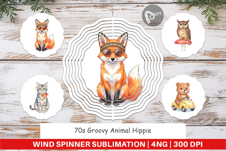 70s Groovy Animal Hippie Wind Spinner