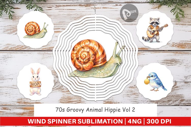 70s Groovy Animal Hippie Wind Spinner