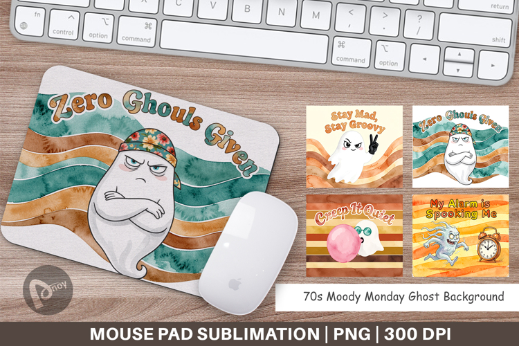 70s Moody Monday Ghost Mouse Pad