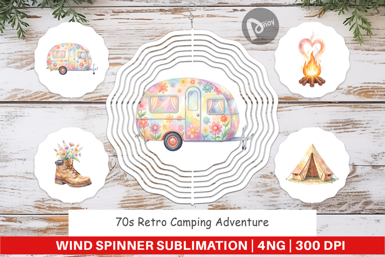 70s Retro Camping Wind Spinner