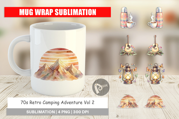 70s Retro Camping Adventure Mug Wrap