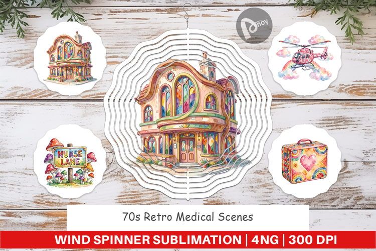 70s Retro Medical Scenes Wind Spinner