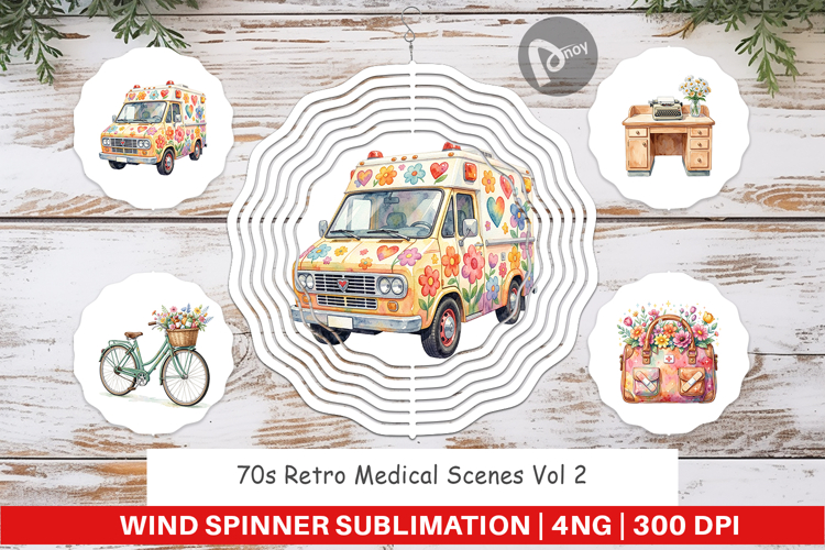 70s Retro Medical Scenes Wind Spinner