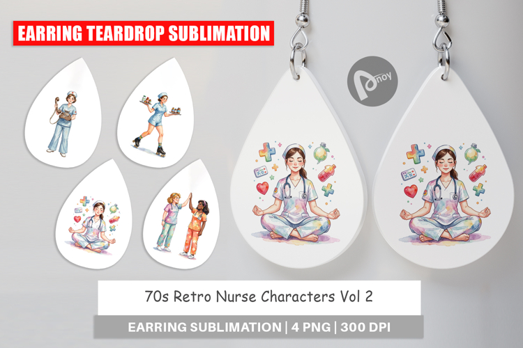 70s Retro Nurse Characters Earring