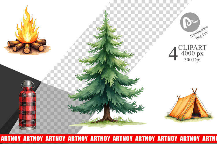 70s Retro Summer Camp Clipart