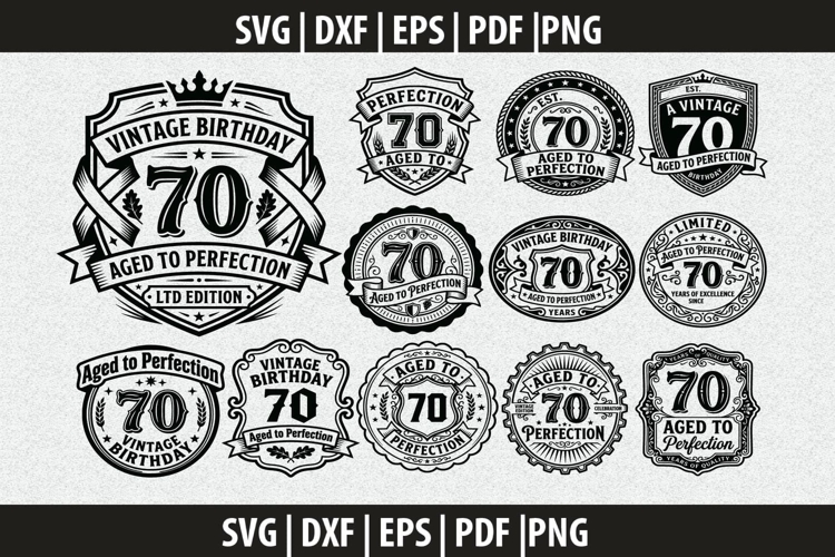 70 Birthday label SVG Cricut Cut File