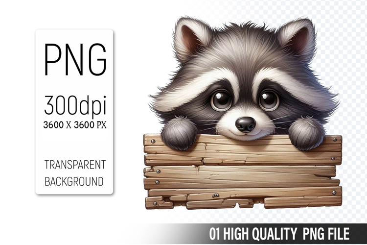 Cute Raccoon Clipart PNG, Printable Animals, Wildlife Design