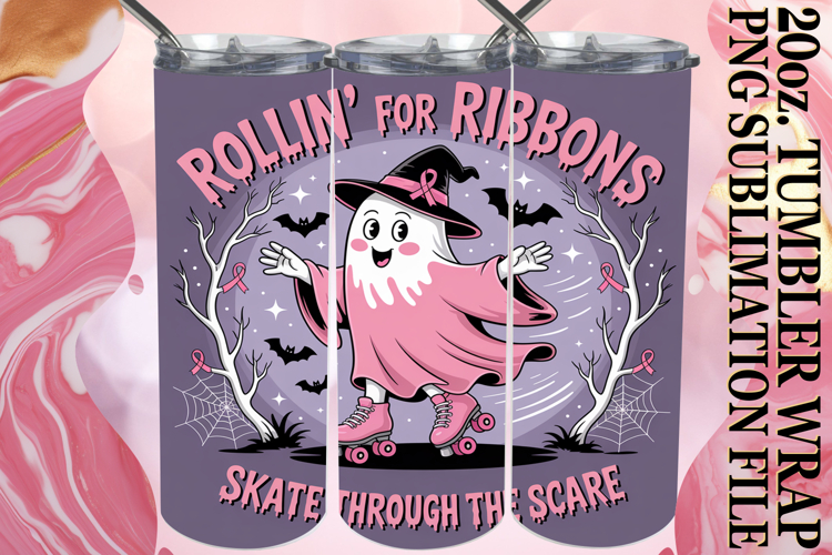 Cheerful Reflections 20oz tumbler wrap, Ghost Cancer