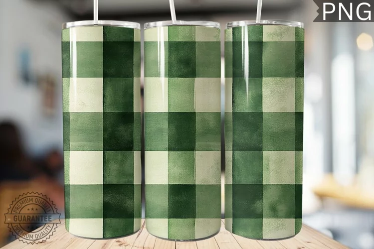 Green Plaid Tumbler Wrap - High Quality 300 Dpi