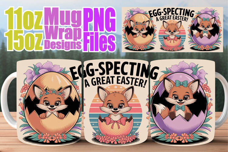 Happy hearts sublimation mug wrap, Easter example image 1