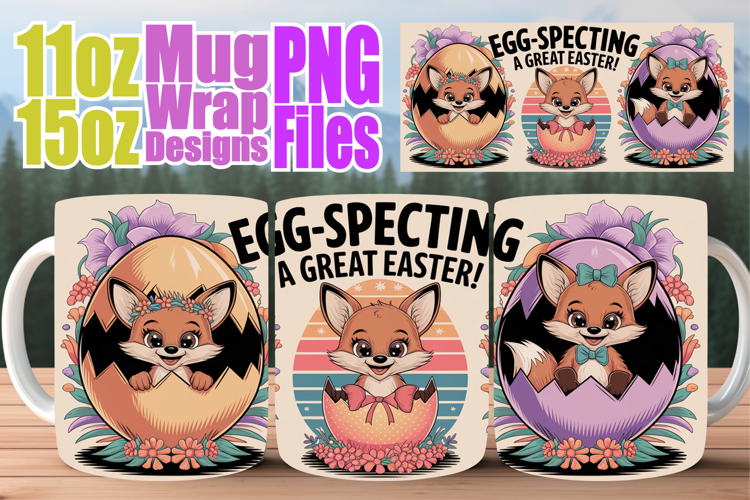 Happy hearts sublimation mug wrap, Easter