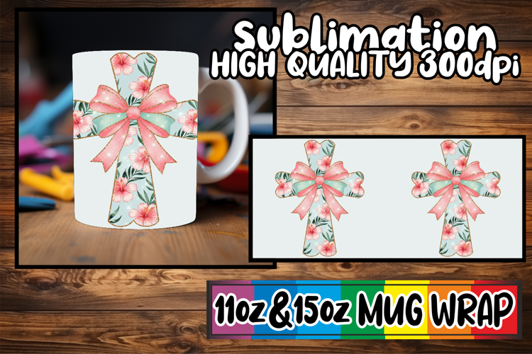 Joyful thoughts sublimation print wrap, Flower Cross