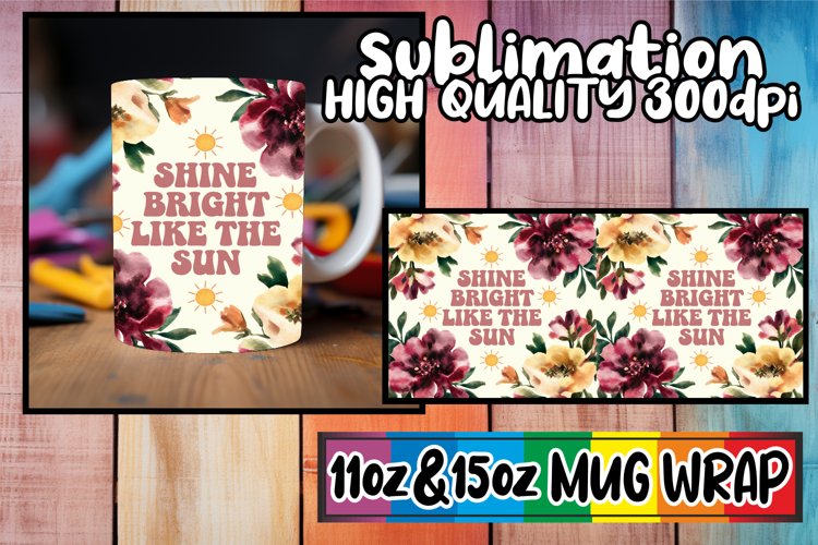 Happy adventures 11oz 15oz sublimation wrap, Flower Quote example image 1