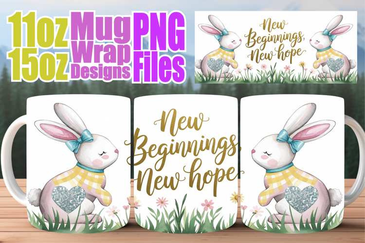 Bright horizons 11oz 15oz sublimation wrap, Easter Bunny