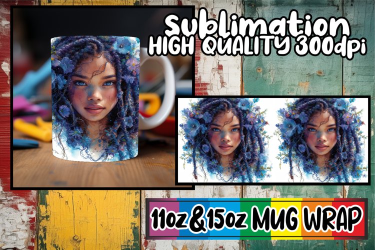 Vibrant Woman Portrait Mug Sublimation Options