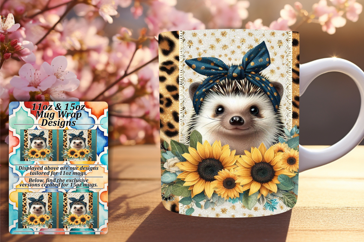 Fashionable 11oz Mug Wrap Png Template , Cute Animals