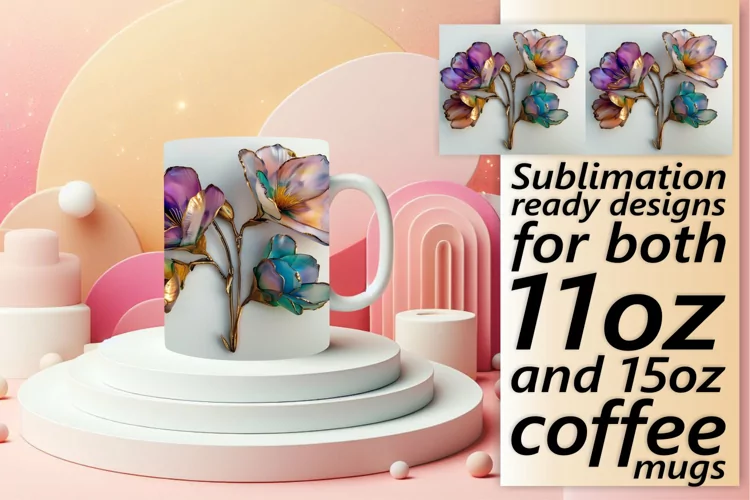 Elegant 3D Flower Delight Mug Wrap: Sublimation - 11oz/15oz