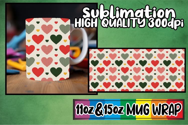 Unique thoughts 11oz 15oz sublimation wrap, Valentine's Patt