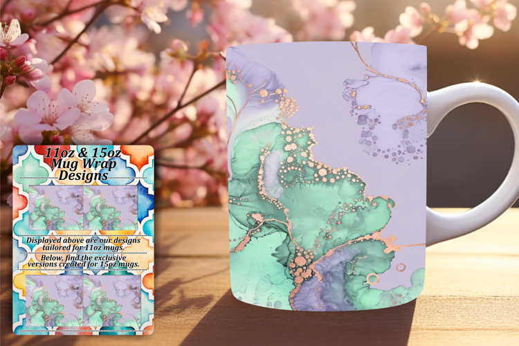 Unique 15oz Mug Wrap Png Design , Abstract Pattern
