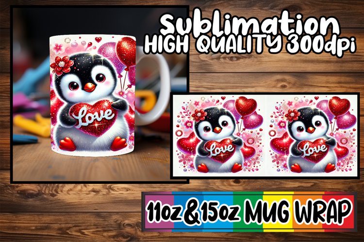 Glowing hearts 11oz 15oz mug wrap, Valentines example image 1