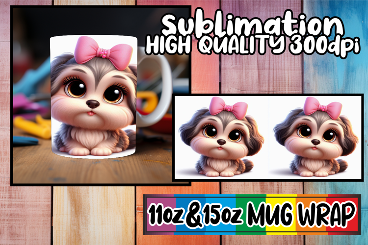 Serene evenings sublimation mug wrap, 3D Dog