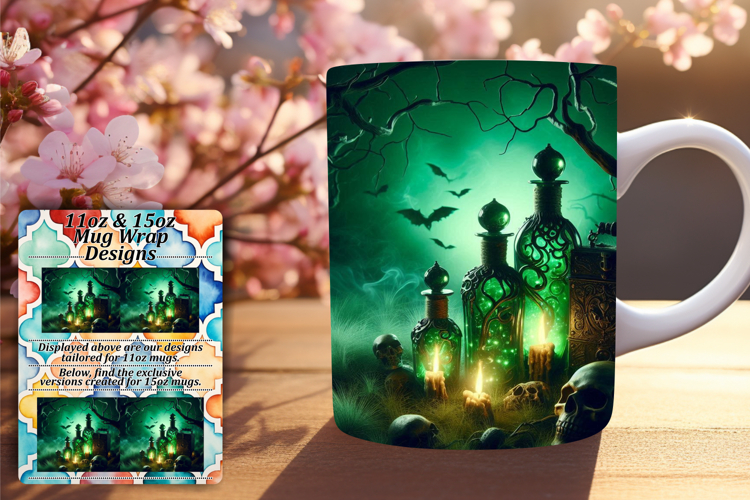 Elegant 11oz Mug Wrap Png Design , Horror Halloween