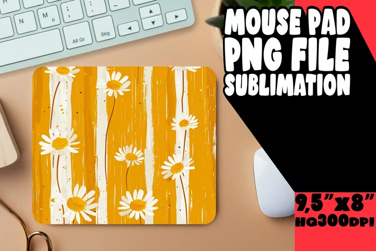 Sleek Stripe & Petal Mouse Mat - Minimalist Style