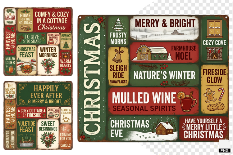 Christmas Farms Signs PNG
