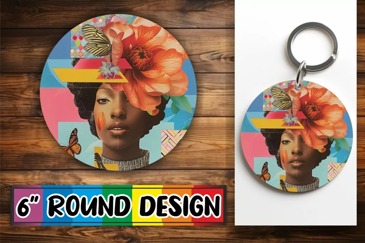 Abstract Black Woman Round Design Artistic Sublimation PNG