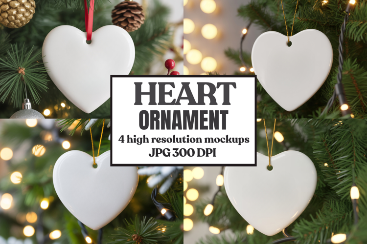 Christmas Love Heart Ornament Mockup | Holiday Hanging