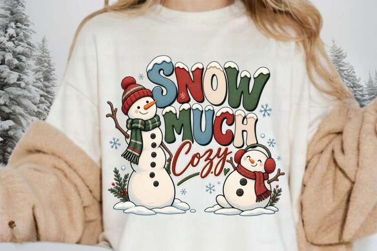 Snow Much Cozy PNG,Cute Snowman Christmas Sublimation Design example image 1
