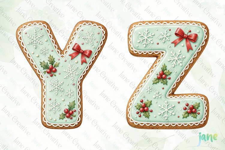 Mint Cookie Letters Clipart example image 1