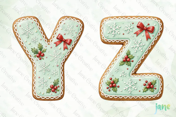 Mint Cookie Letters Clipart