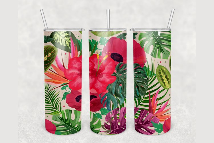 Tropical Palm Leaves Floral 20 oz sublimation design tumbler
