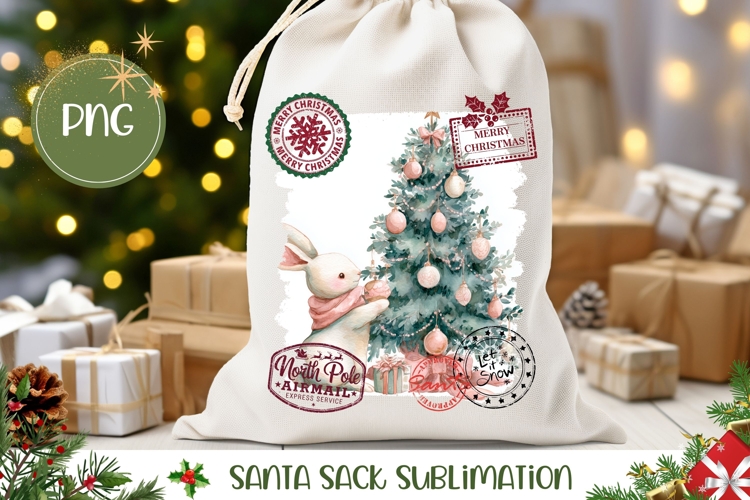 Christmas Tree Santa Sack Sublimation, Christmas Gift Bag