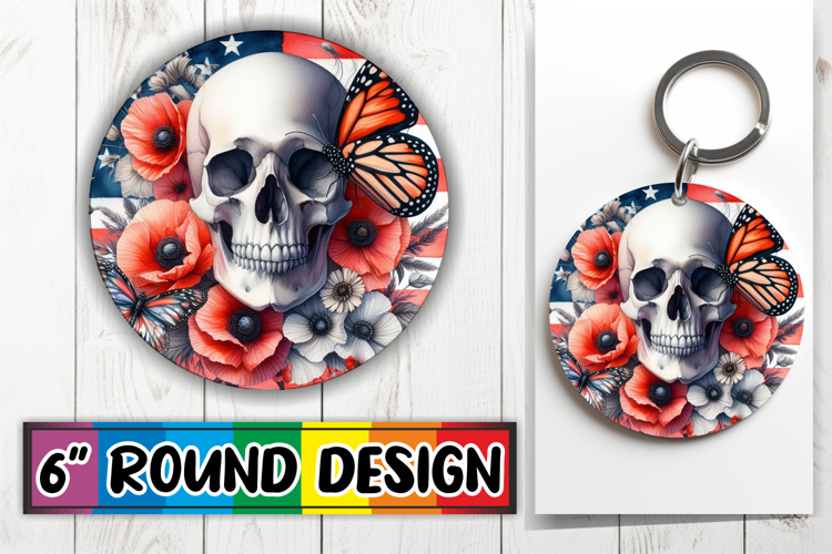 Enchanted Circle Keychain Magic, Skull USA