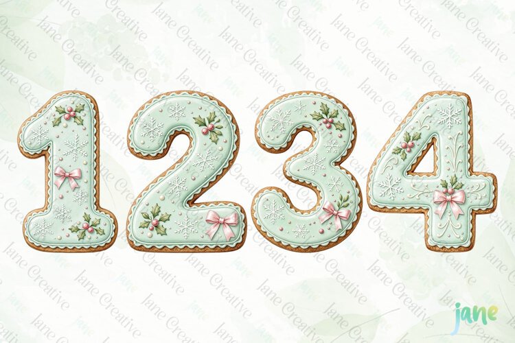 Christmas Cookie Number Clipart example image 1