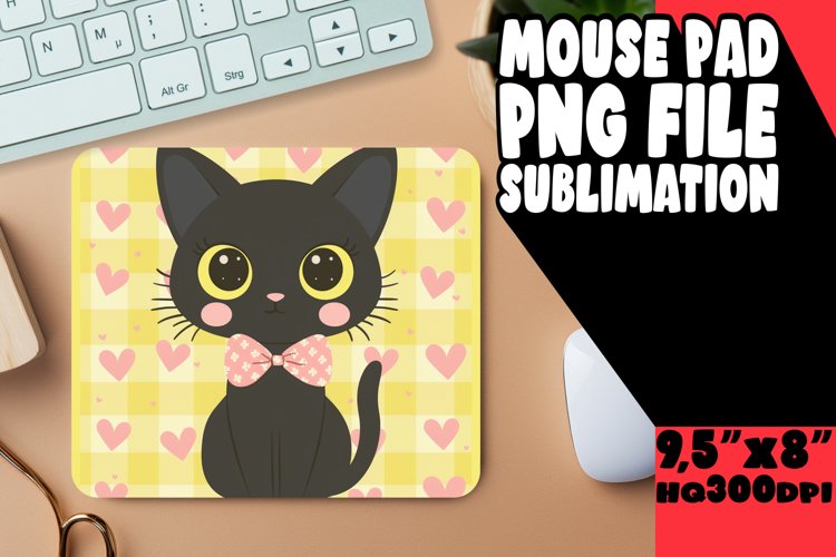 Sweet Watercolor Kitten Mouse Pad PNG