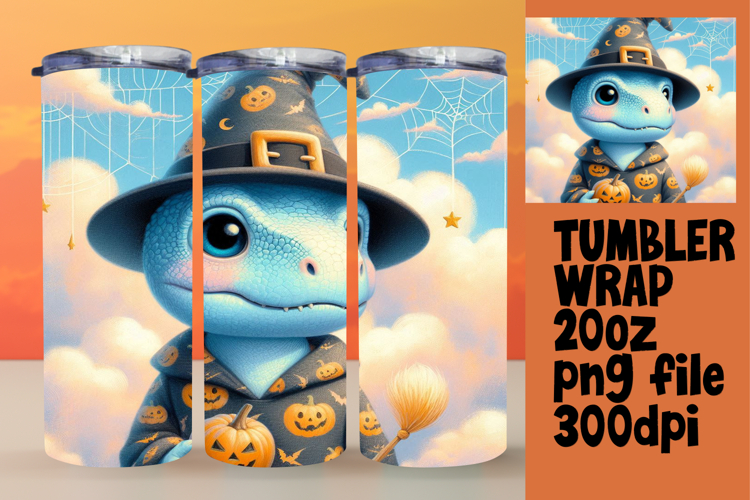 20oz Tumbler Graphic for DIY , Halloween Dino