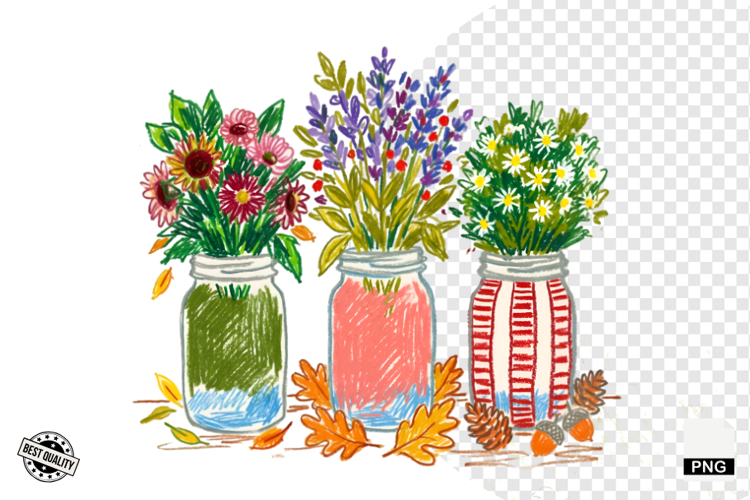 Autumn Mason Jars Clipart example image 1