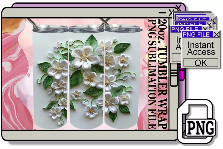 Enchanting Blooming Whimsical 3D Petal 20oz Tumbler Wrap